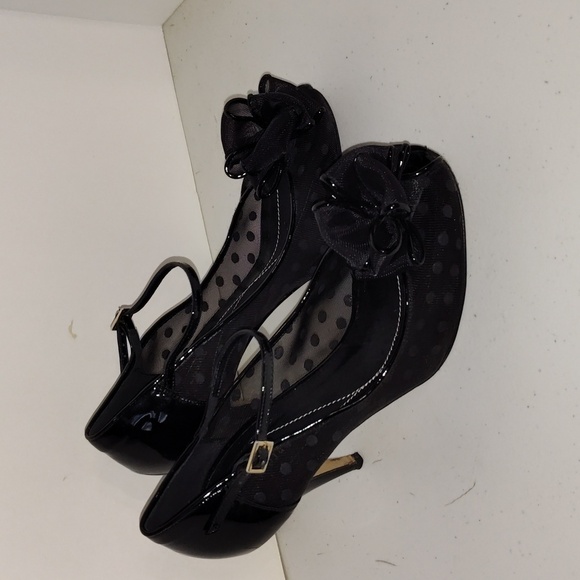 Kate Spade Didi Mesh Polka Dot PeepToe Size 9 black - Picture 1 of 12